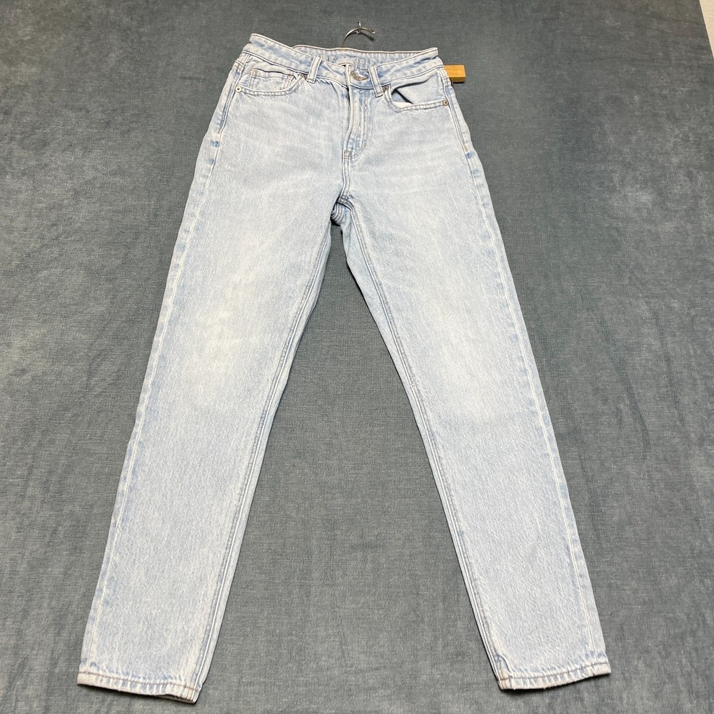 American Eagle Mom Jeans Women's 00 Blue Denim Light Wash Stretch High Waisted